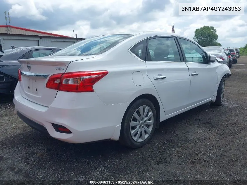 2016 Nissan Sentra Fe+ S VIN: 3N1AB7AP4GY243963 Lot: 39463159