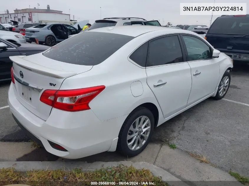 3N1AB7AP2GY224814 2016 Nissan Sentra Sv