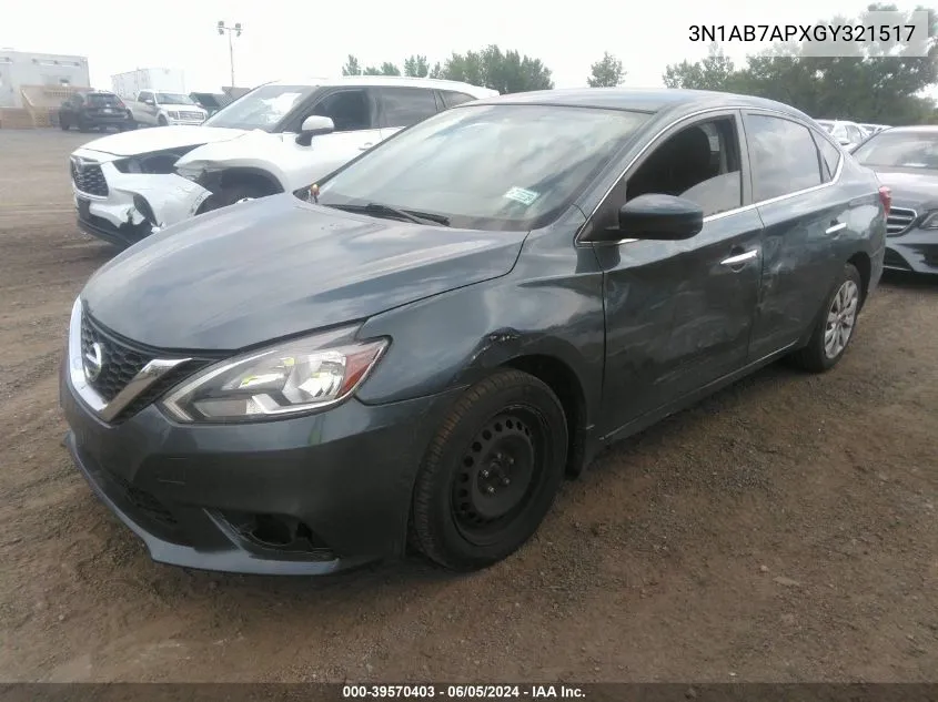 2016 Nissan Sentra Sv VIN: 3N1AB7APXGY321517 Lot: 39570403