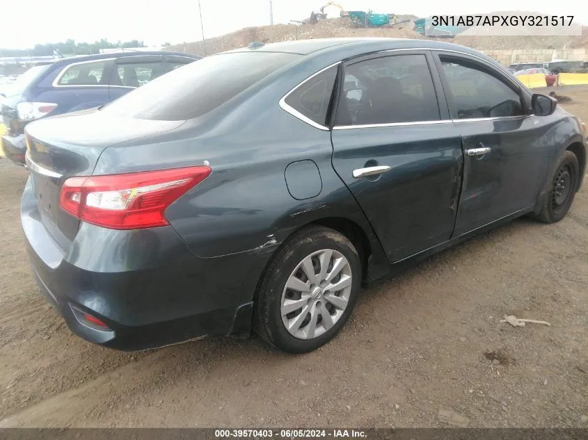 3N1AB7APXGY321517 2016 Nissan Sentra Sv