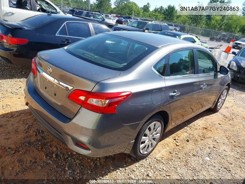 3N1AB7AP7GY240863 2016 Nissan Sentra S