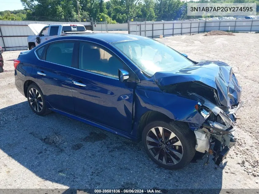 3N1AB7AP2GY274595 2016 Nissan Sentra Sr