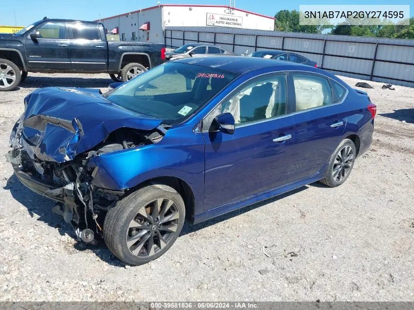 3N1AB7AP2GY274595 2016 Nissan Sentra Sr