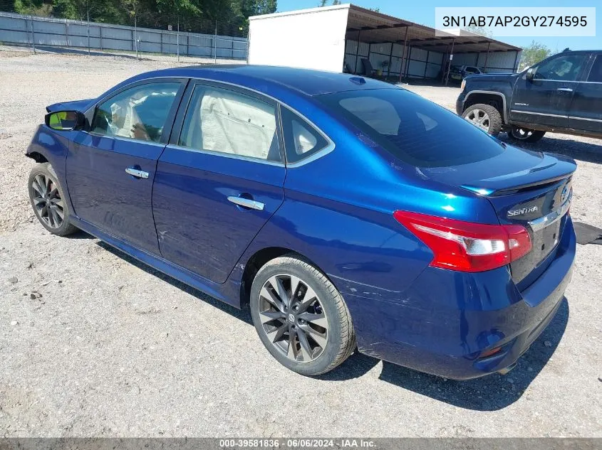 3N1AB7AP2GY274595 2016 Nissan Sentra Sr