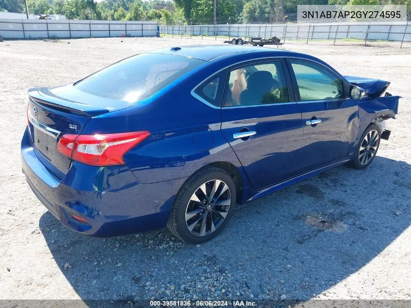 2016 Nissan Sentra Sr VIN: 3N1AB7AP2GY274595 Lot: 39581836