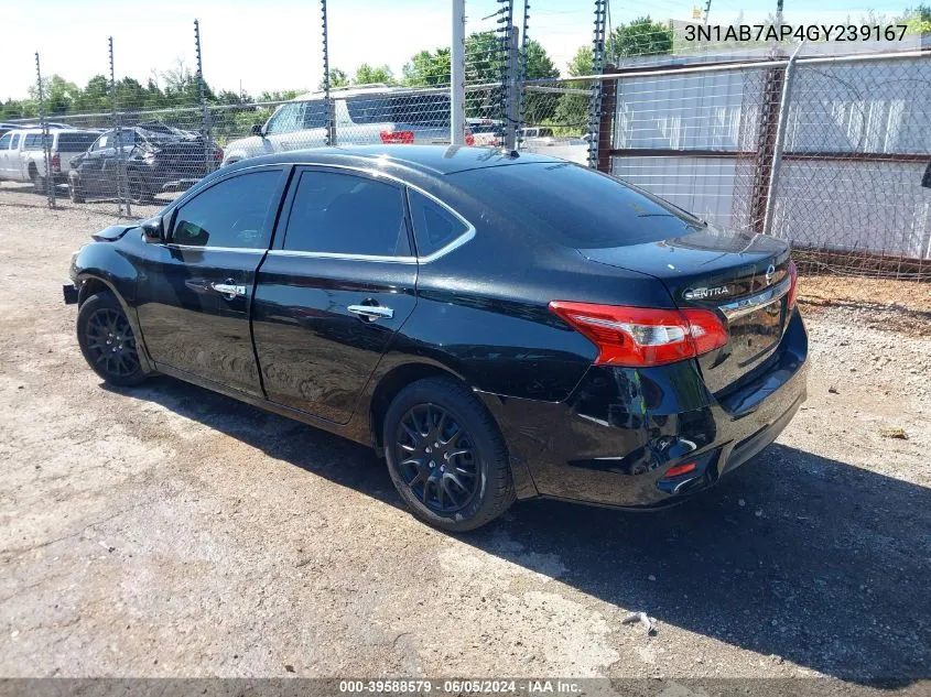 2016 Nissan Sentra Sv VIN: 3N1AB7AP4GY239167 Lot: 39588579