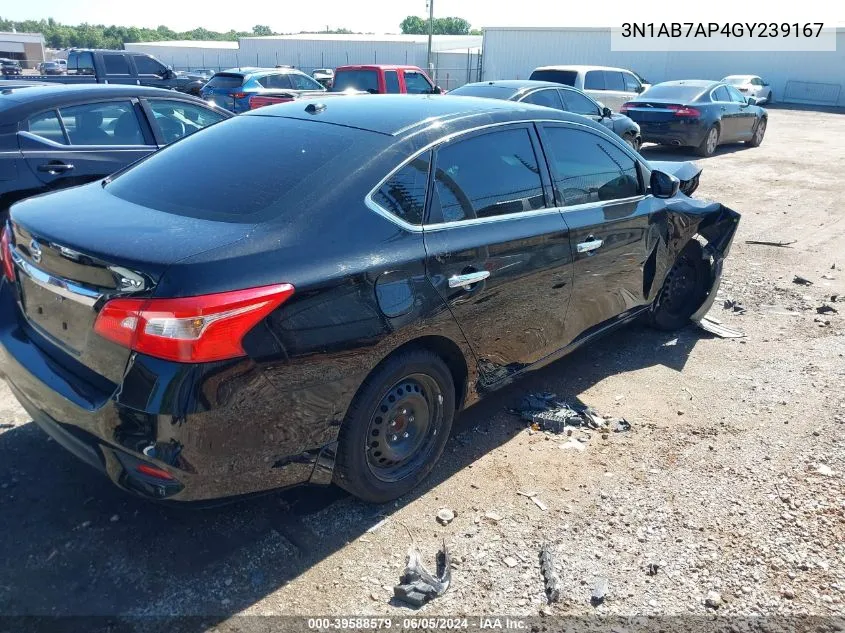 2016 Nissan Sentra Sv VIN: 3N1AB7AP4GY239167 Lot: 39588579