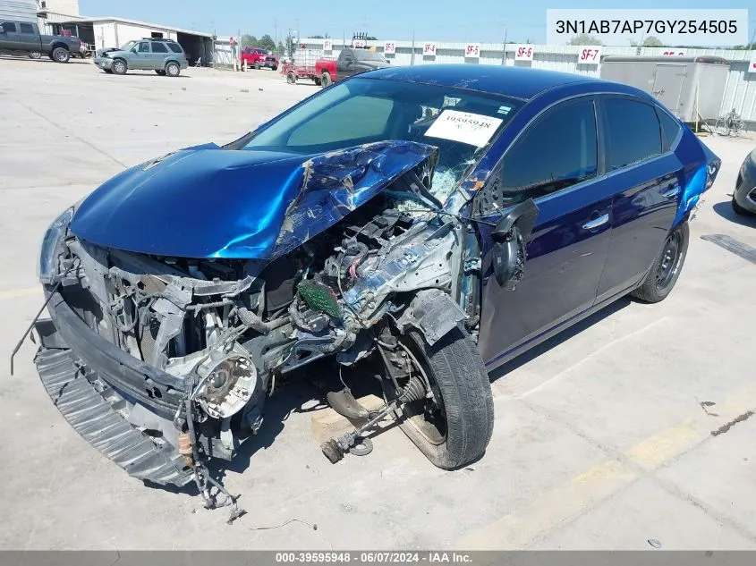 2016 Nissan Sentra S VIN: 3N1AB7AP7GY254505 Lot: 39595948