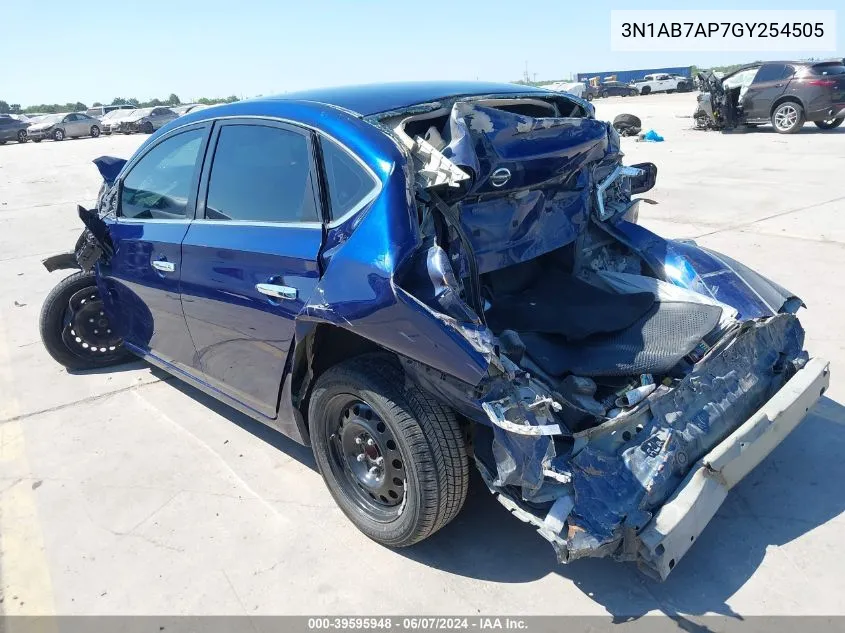 2016 Nissan Sentra S VIN: 3N1AB7AP7GY254505 Lot: 39595948