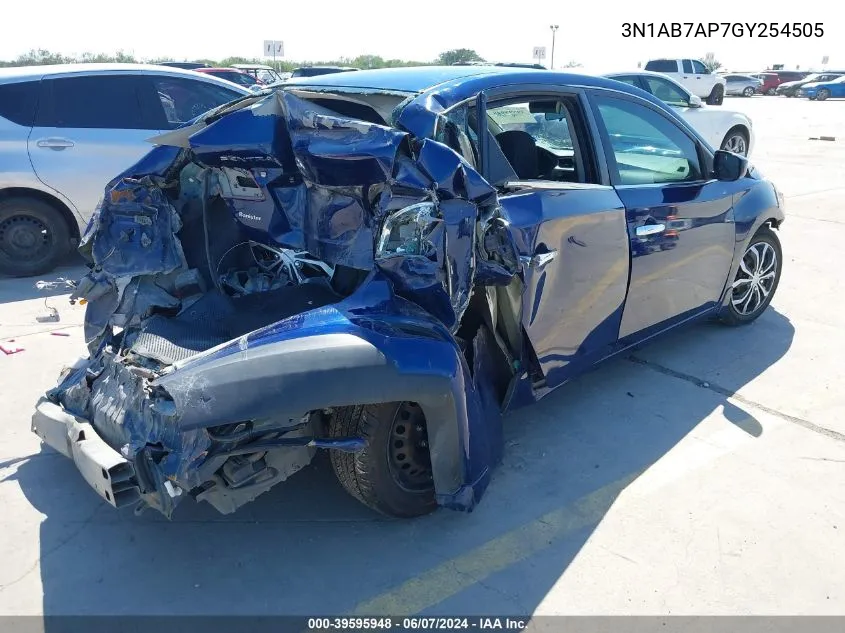 2016 Nissan Sentra S VIN: 3N1AB7AP7GY254505 Lot: 39595948