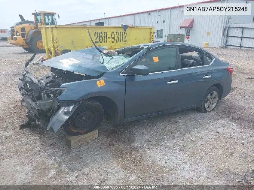 2016 Nissan Sentra Fe+ S/S/Sl/Sr/Sv VIN: 3N1AB7AP5GY215248 Lot: 39607895