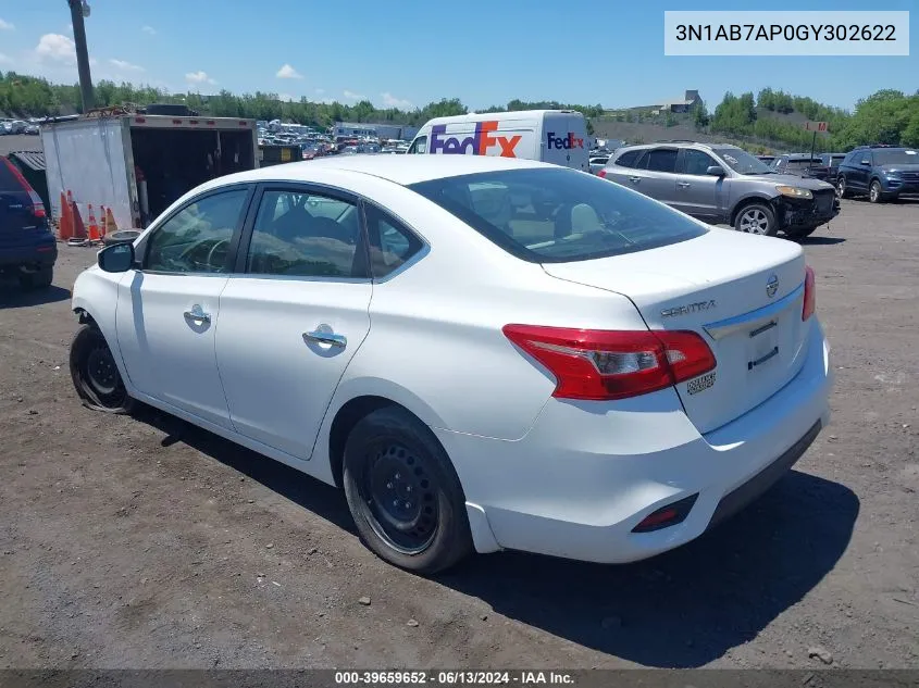 2016 Nissan Sentra S VIN: 3N1AB7AP0GY302622 Lot: 39659652