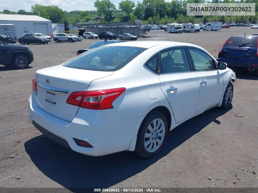 2016 Nissan Sentra S VIN: 3N1AB7AP0GY302622 Lot: 39659652