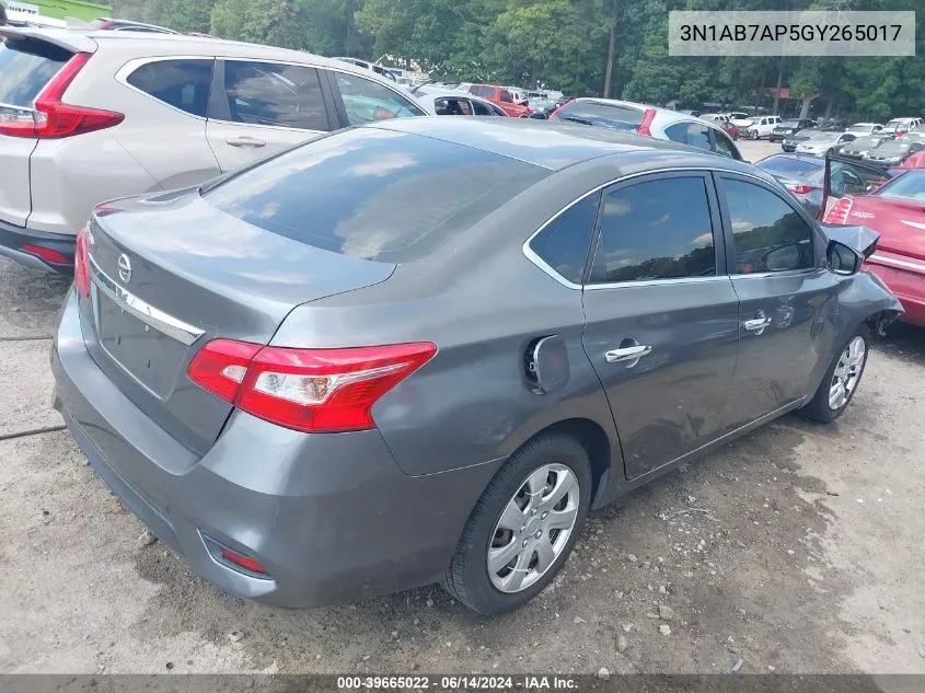 3N1AB7AP5GY265017 2016 Nissan Sentra Fe+ S/S/Sl/Sr/Sv