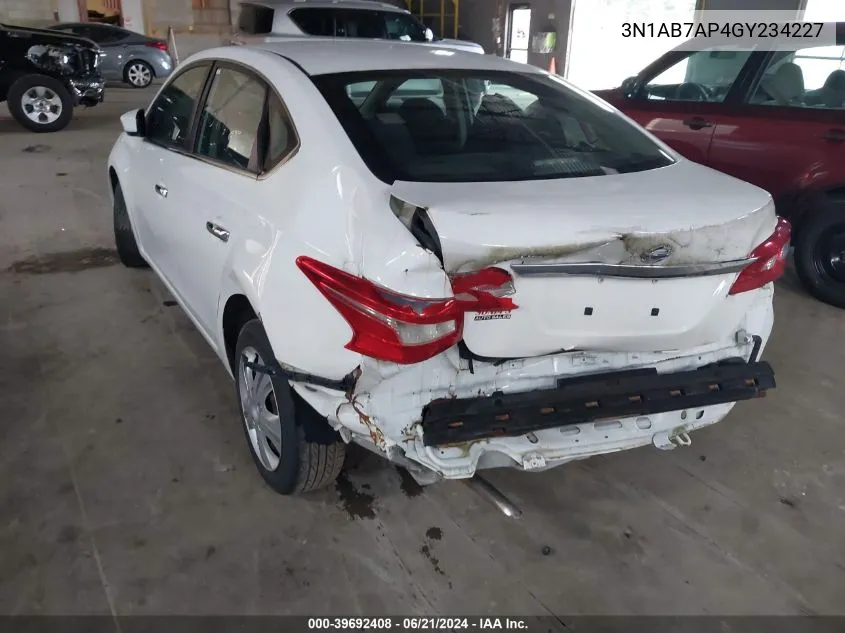 2016 Nissan Sentra Fe+ S/S/Sl/Sr/Sv VIN: 3N1AB7AP4GY234227 Lot: 39692408