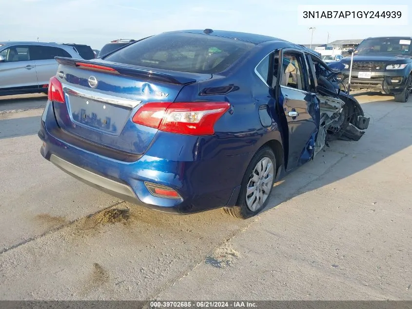 2016 Nissan Sentra S/Sv/Sr/Sl VIN: 3N1AB7AP1GY244939 Lot: 39702685