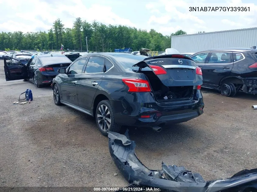 2016 Nissan Sentra Sr VIN: 3N1AB7AP7GY339361 Lot: 39704087