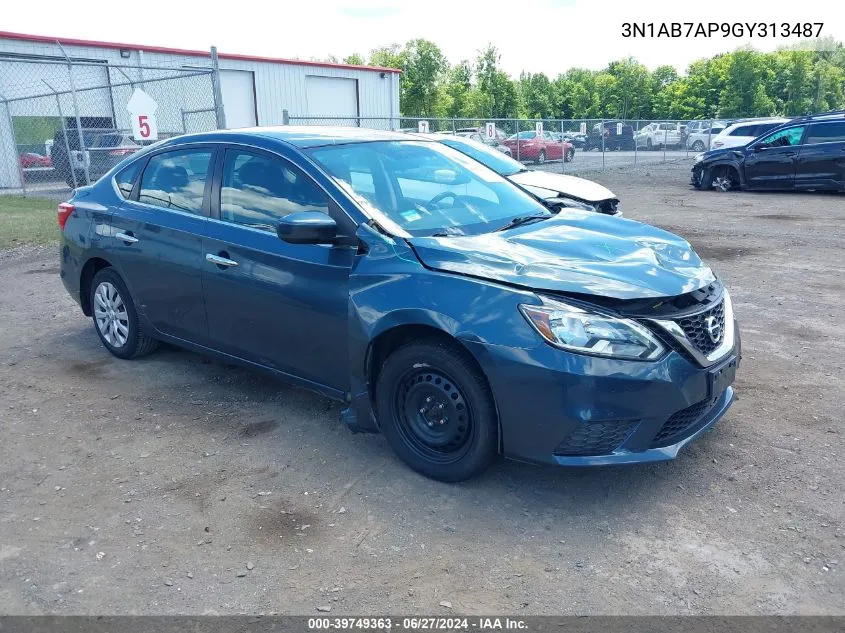 2016 Nissan Sentra Sv VIN: 3N1AB7AP9GY313487 Lot: 39749363