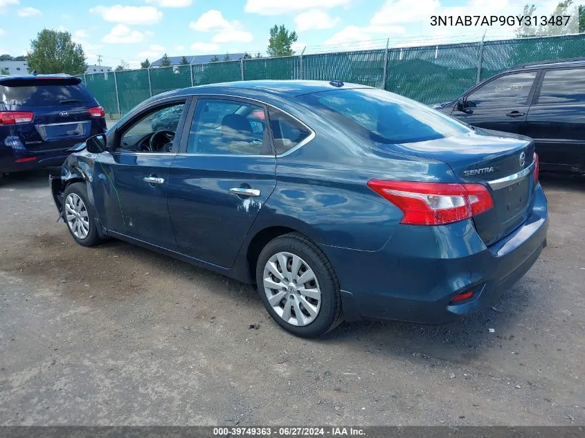 2016 Nissan Sentra Sv VIN: 3N1AB7AP9GY313487 Lot: 39749363