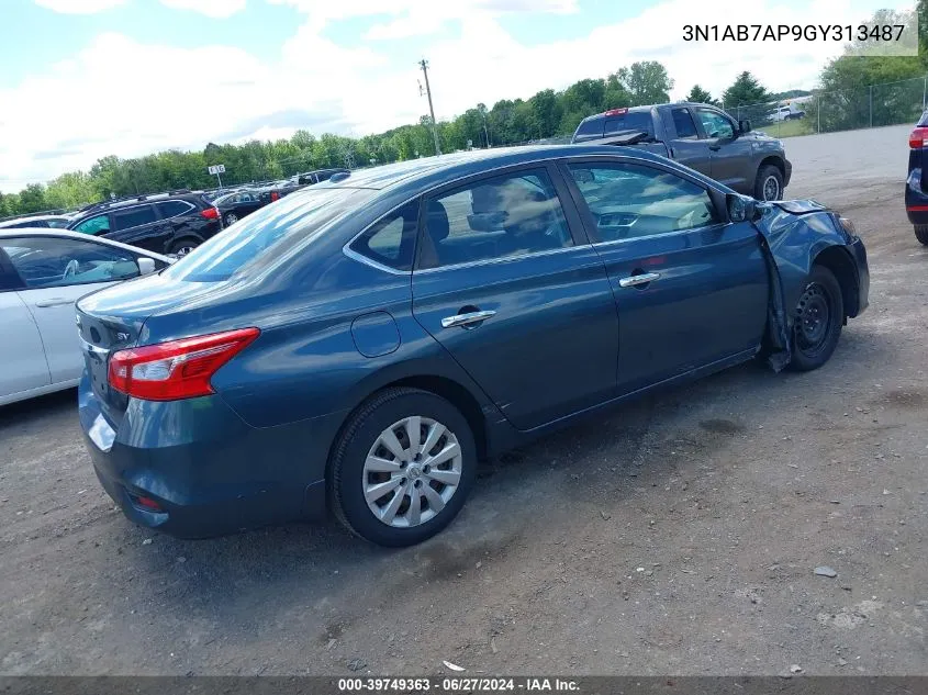 2016 Nissan Sentra Sv VIN: 3N1AB7AP9GY313487 Lot: 39749363