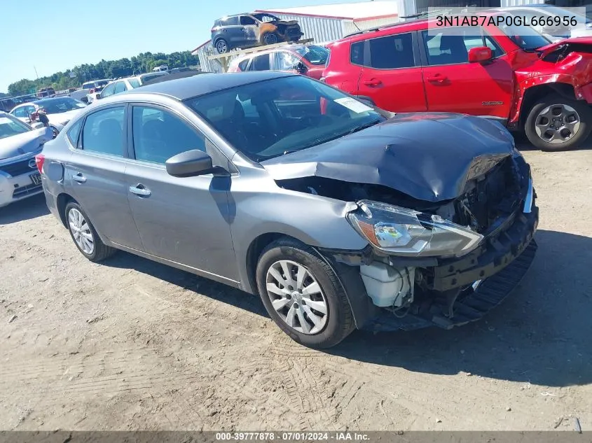 2016 Nissan Sentra Fe+ S/S/Sl/Sr/Sv VIN: 3N1AB7AP0GL666956 Lot: 39777878