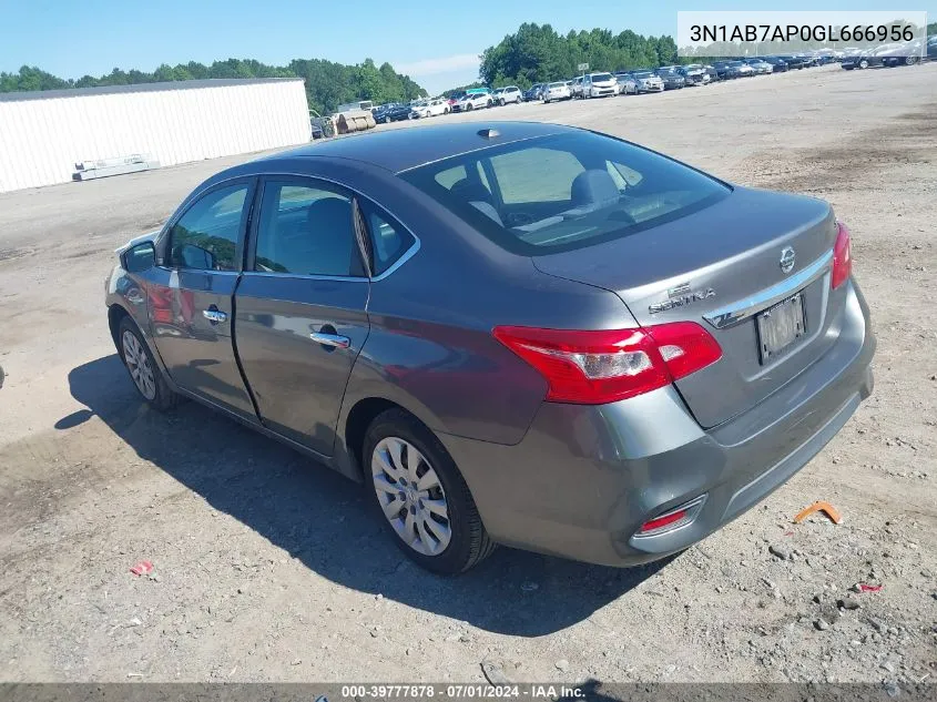 2016 Nissan Sentra Fe+ S/S/Sl/Sr/Sv VIN: 3N1AB7AP0GL666956 Lot: 39777878