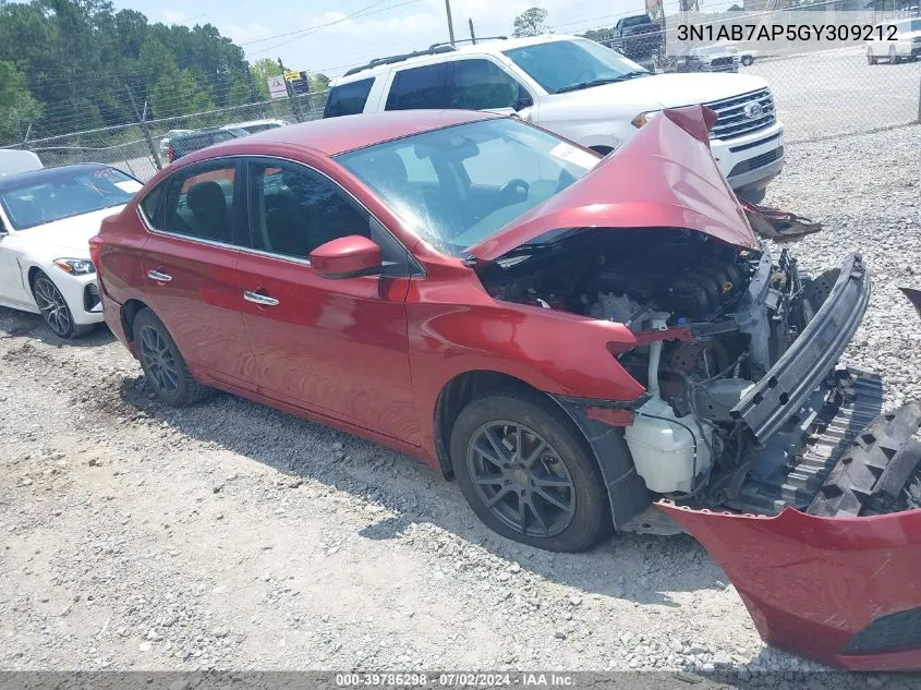 2016 Nissan Sentra Sv VIN: 3N1AB7AP5GY309212 Lot: 39786298