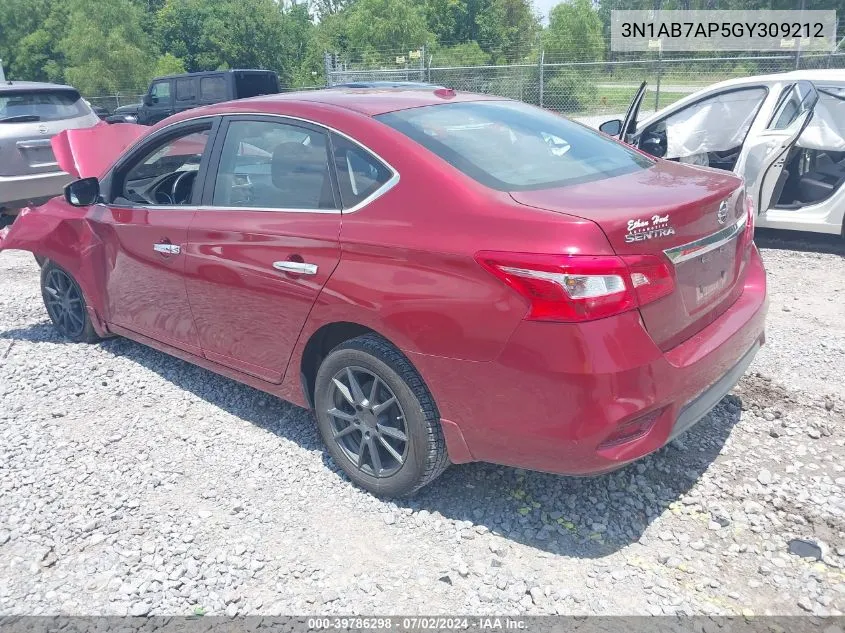 2016 Nissan Sentra Sv VIN: 3N1AB7AP5GY309212 Lot: 39786298