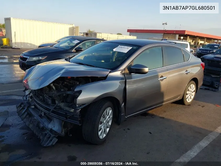 2016 Nissan Sentra S VIN: 3N1AB7AP7GL680501 Lot: 39859356