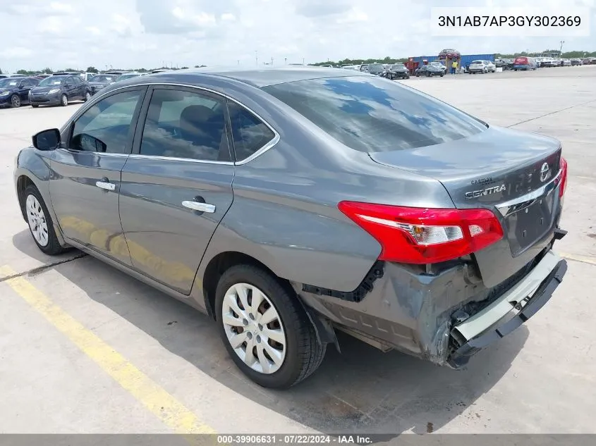 2016 Nissan Sentra S VIN: 3N1AB7AP3GY302369 Lot: 39906631