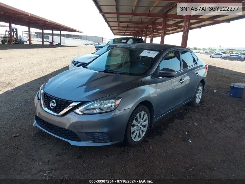 2016 Nissan Sentra S VIN: 3N1AB7AP3GY222277 Lot: 39907234