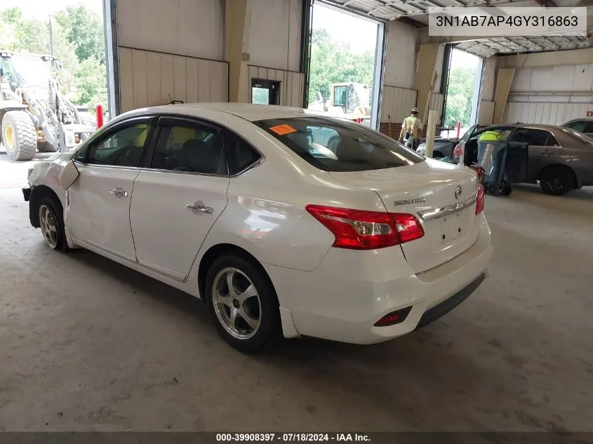 3N1AB7AP4GY316863 2016 Nissan Sentra Sv