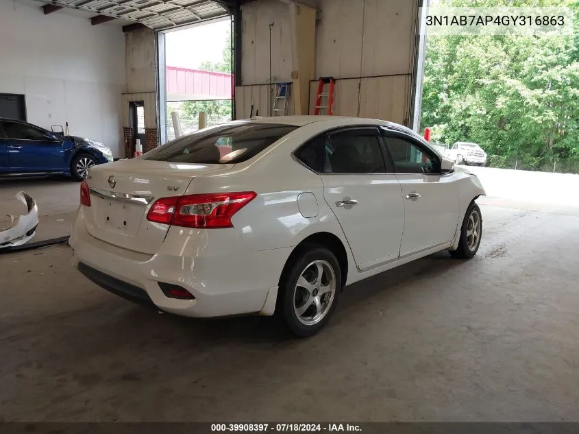 3N1AB7AP4GY316863 2016 Nissan Sentra Sv