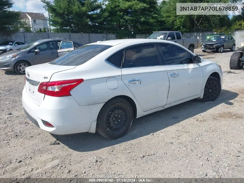 2016 Nissan Sentra Sv VIN: 3N1AB7AP7GL678859 Lot: 39919740