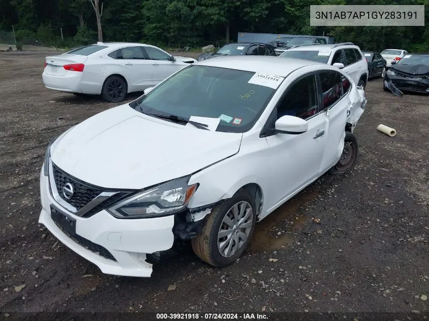 2016 Nissan Sentra Fe+ S/S/Sl/Sr/Sv VIN: 3N1AB7AP1GY283191 Lot: 39921918