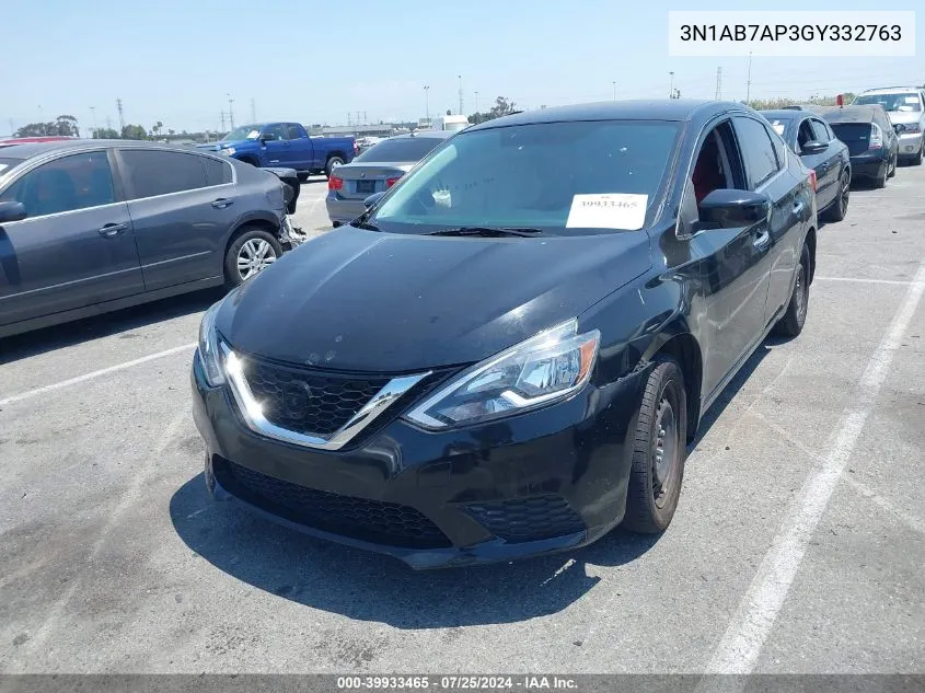 2016 Nissan Sentra S/Sv/Sr/Sl VIN: 3N1AB7AP3GY332763 Lot: 39933465