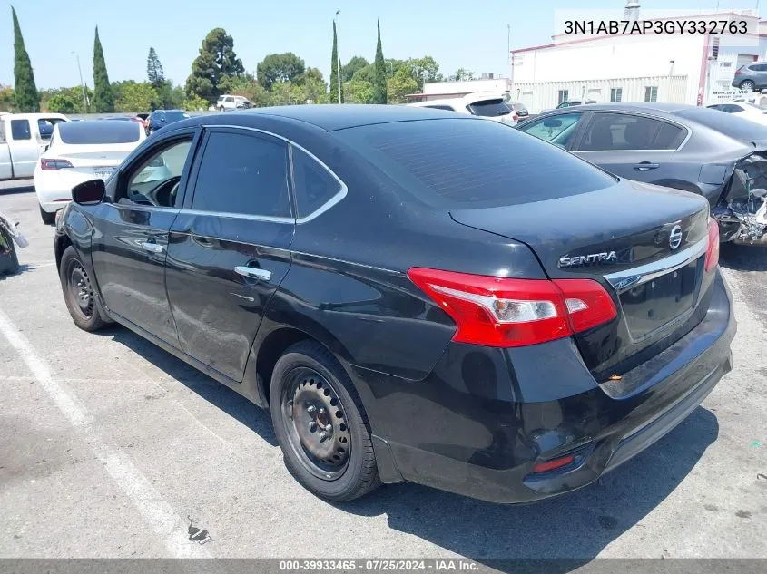 2016 Nissan Sentra S/Sv/Sr/Sl VIN: 3N1AB7AP3GY332763 Lot: 39933465