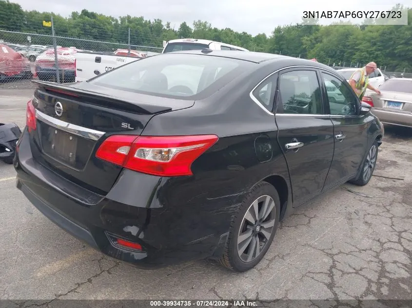 2016 Nissan Sentra Sl VIN: 3N1AB7AP6GY276723 Lot: 39934735