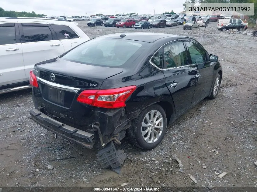 2016 Nissan Sentra Sv VIN: 3N1AB7AP0GY313992 Lot: 39941647