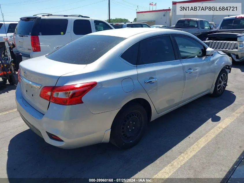 2016 Nissan Sentra S VIN: 3N1AB7AP8GL684721 Lot: 39960168