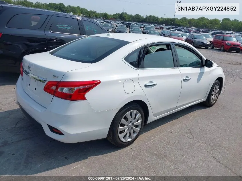 2016 Nissan Sentra VIN: 3N1AB7APXGY224852 Lot: 39961281