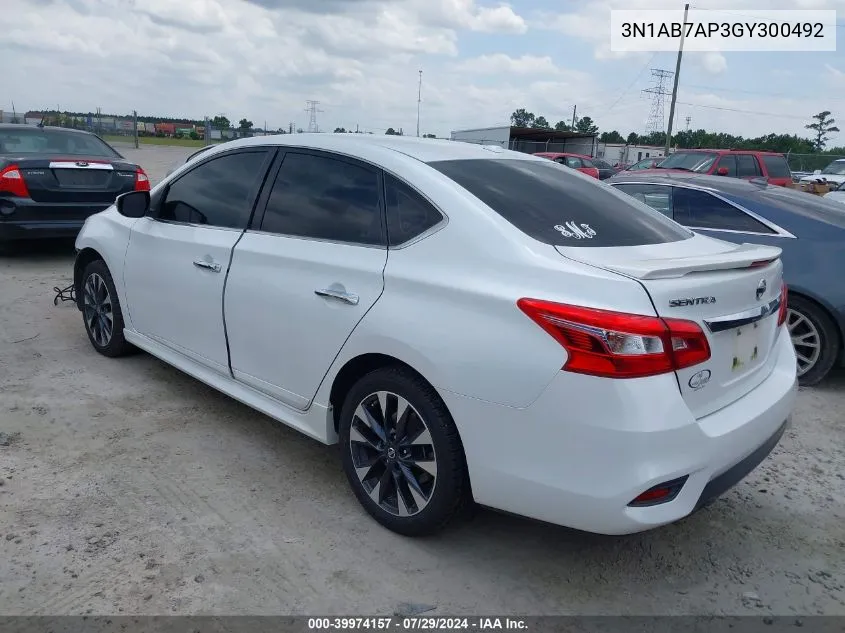 2016 Nissan Sentra Sr VIN: 3N1AB7AP3GY300492 Lot: 39974157