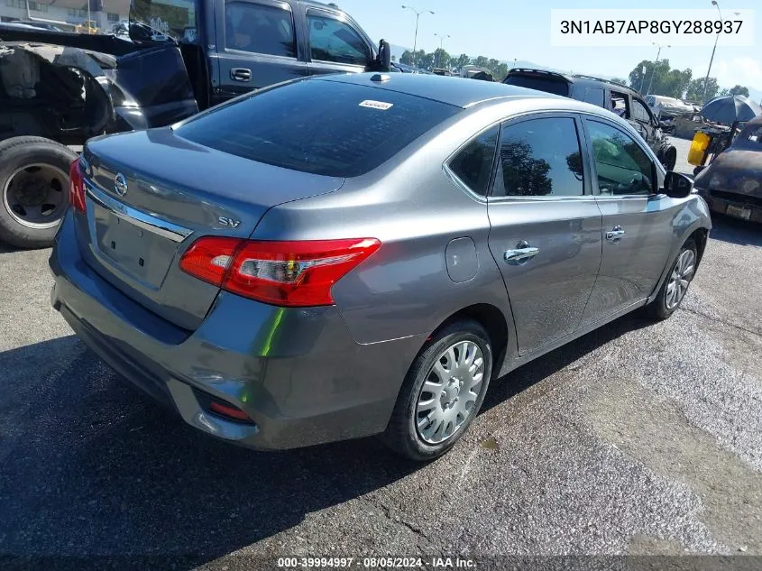 2016 Nissan Sentra Fe+ S/S/Sl/Sr/Sv VIN: 3N1AB7AP8GY288937 Lot: 39994997