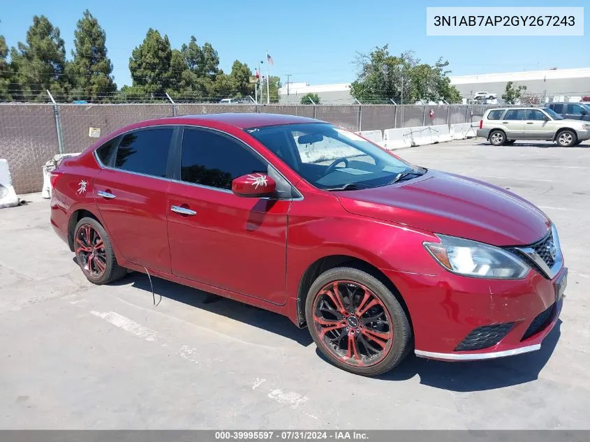 2016 Nissan Sentra Sv VIN: 3N1AB7AP2GY267243 Lot: 39995597