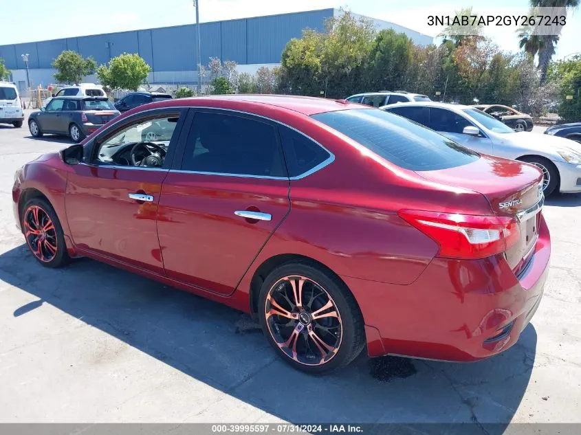 2016 Nissan Sentra Sv VIN: 3N1AB7AP2GY267243 Lot: 39995597