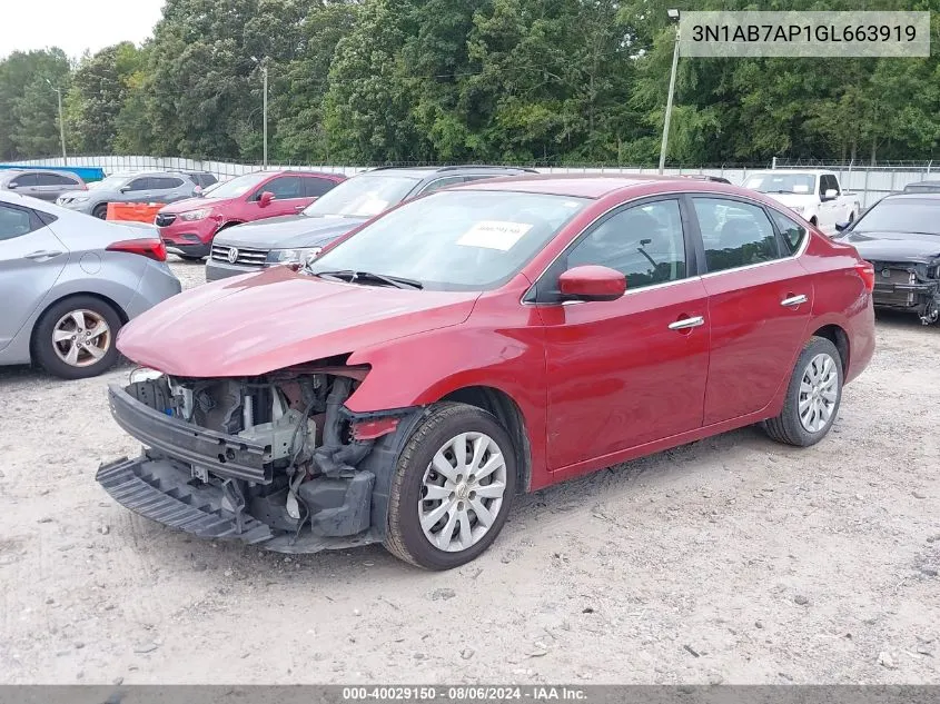 2016 Nissan Sentra Fe+ S/S/Sl/Sr/Sv VIN: 3N1AB7AP1GL663919 Lot: 40029150