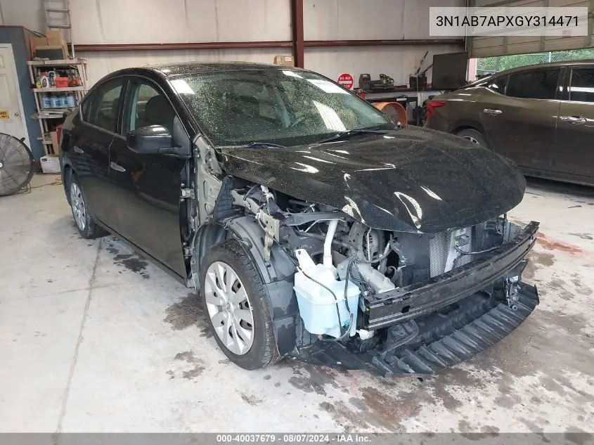 2016 Nissan Sentra S VIN: 3N1AB7APXGY314471 Lot: 40037679