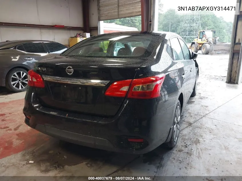 2016 Nissan Sentra S VIN: 3N1AB7APXGY314471 Lot: 40037679