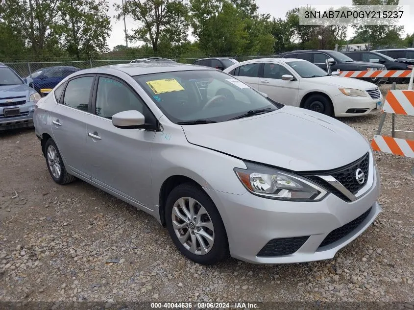 2016 Nissan Sentra Sv VIN: 3N1AB7AP0GY215237 Lot: 40044636