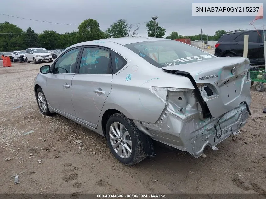 2016 Nissan Sentra Sv VIN: 3N1AB7AP0GY215237 Lot: 40044636